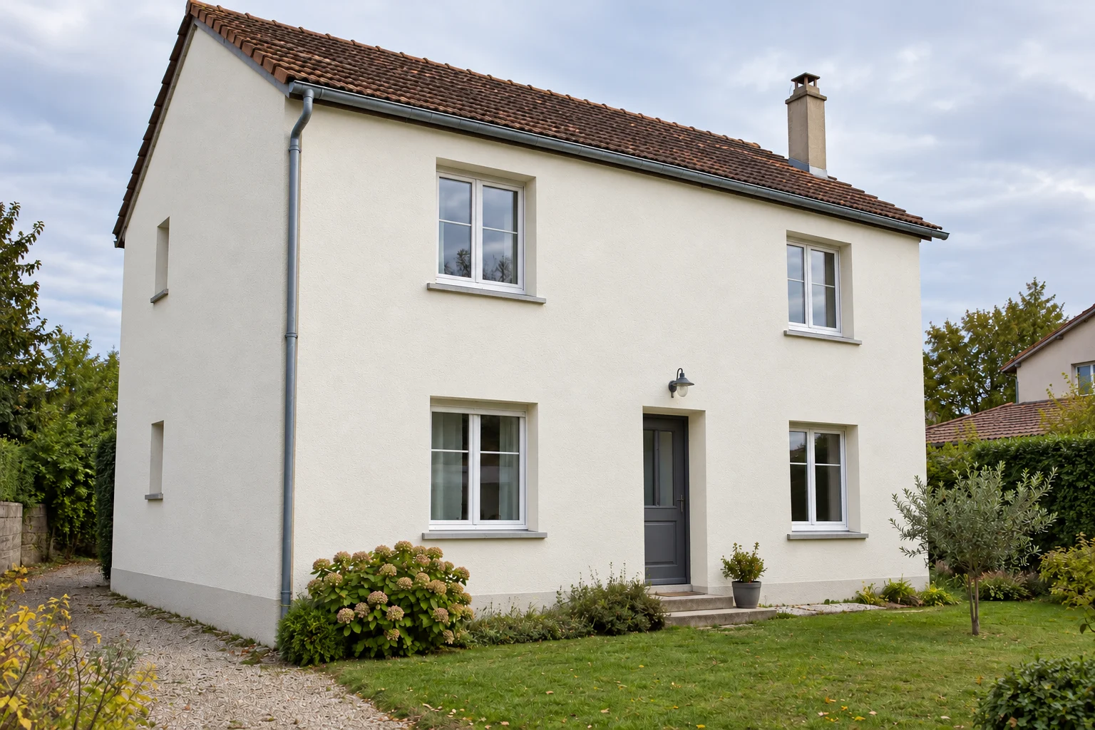 Illustration générée : maison avec façade rénovée.